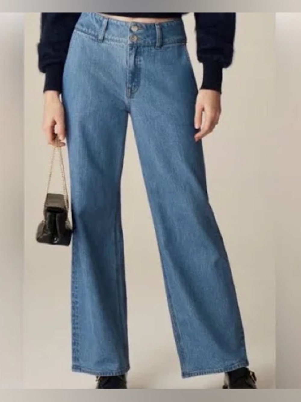 J crew women's Slim-wide jean with stacked buttons high rise medium wash size 25